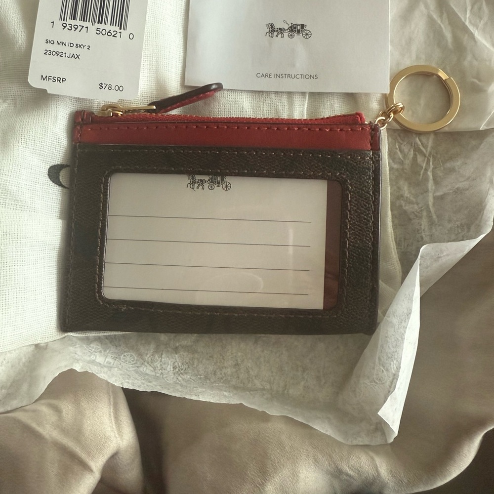 New with tags! Coach Red and Brown Card Holder - Picture 5 of 7